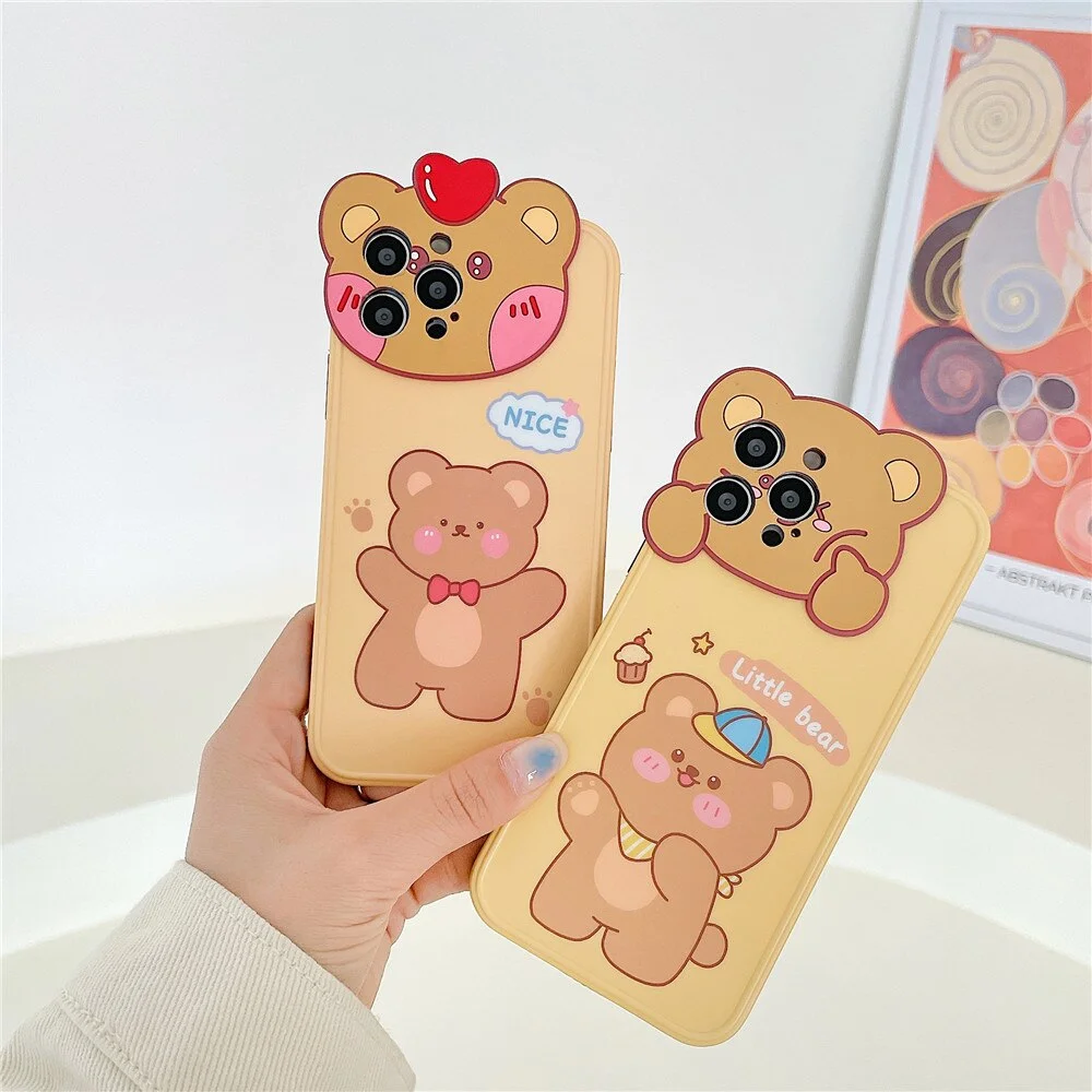 Kawaii 3D Love-heart Bear Cartoon iPhone Case BE653