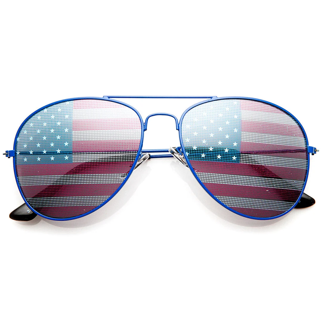 American Flag USA Classic Teardrop Metal Aviator glasses