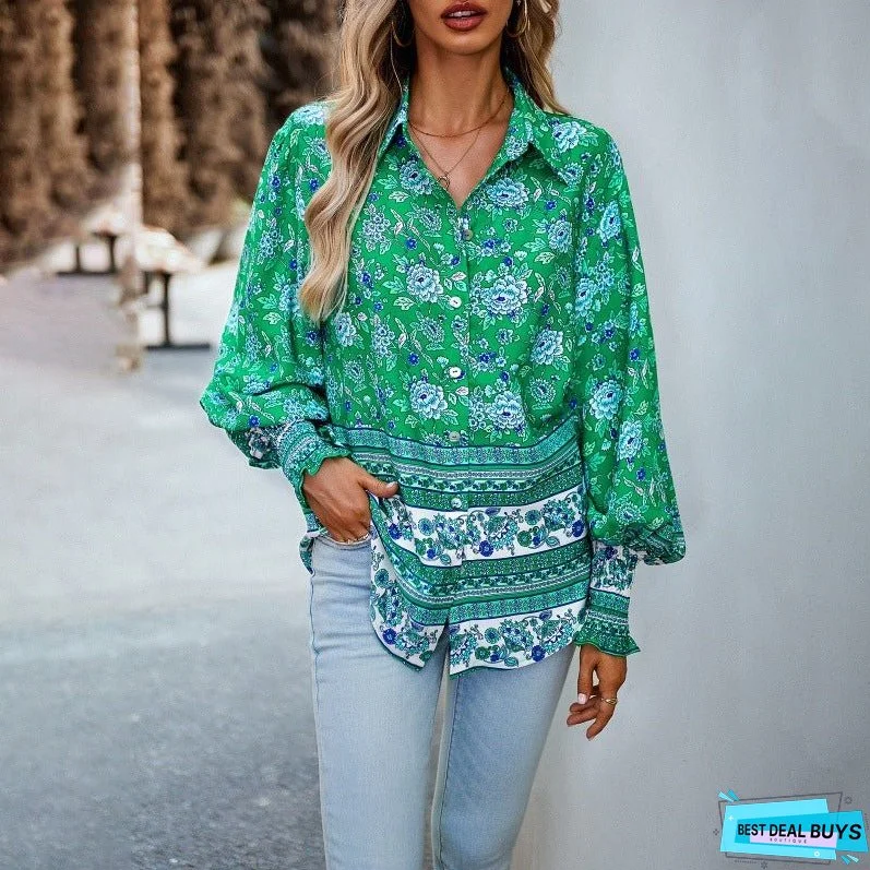 Printed Shirt Women's Long Sleeve