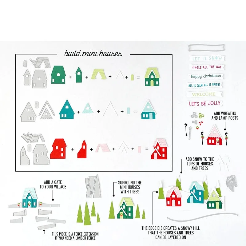 Piggy Craft metal cutting dies cut die mold Winter house tree decoration Scrapbook paper craft knife mould blade punch stencils