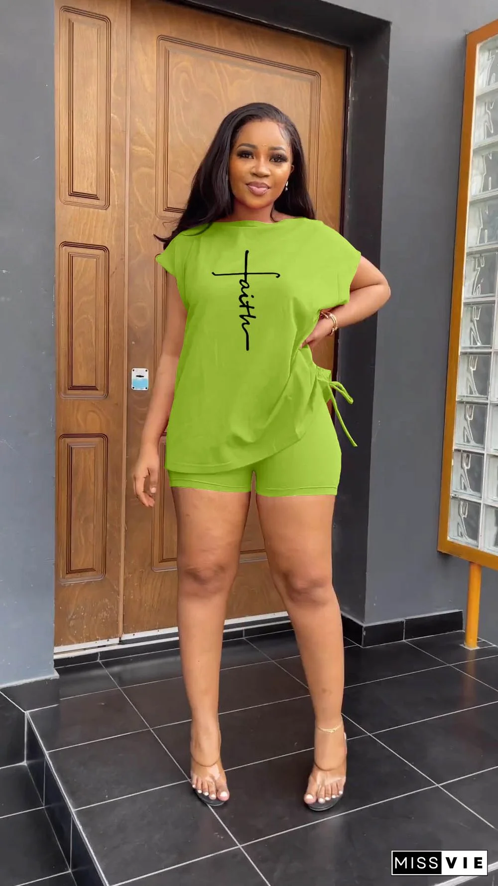 Casual Short Sleeve T-shirts Two Piece Short Sets