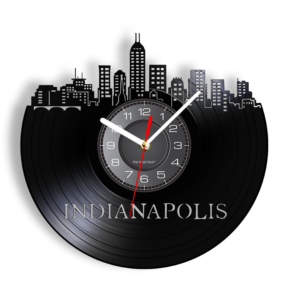 

Indianapolis Skyline Longplay Wal - Vinyl Record Wall Clock - Without LED, 501 Original