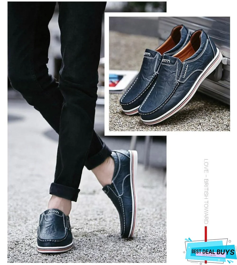 Leather Boat Shoes Casual Flats Moccasins Homme Driving Loafers Shoes Slip On Shoes