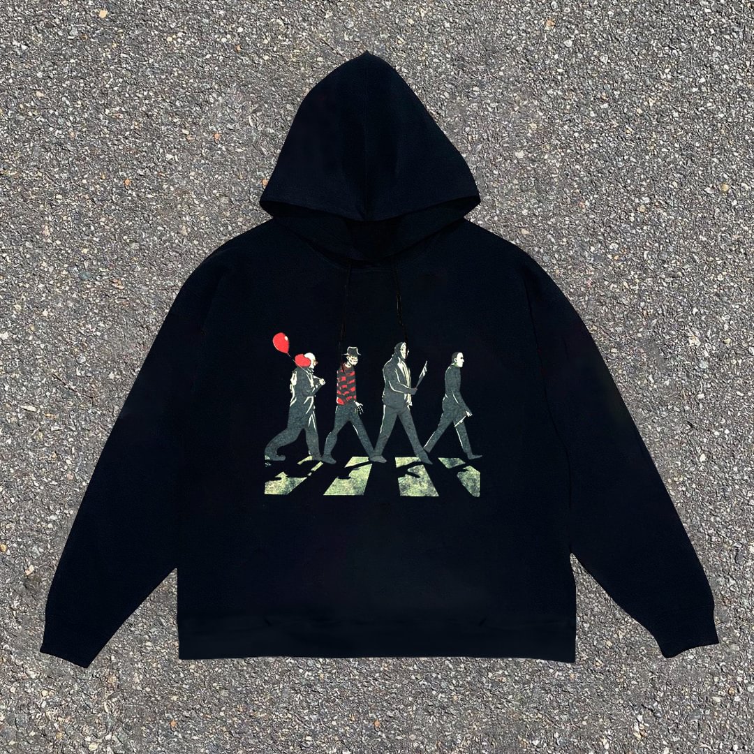 Vintage Fashion Print Hooded Sweatshirt