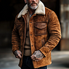 Men's Vintage Brown Shearling Leather Jacket With Faux Suede Finish by Inlyline