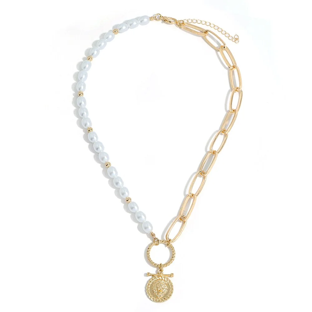 Dvacaman New Punk Gold Color Portrait Pendant Necklace for Women Cuban Multi Layered Chunky Thick Chain Choker Necklaces Jewelry