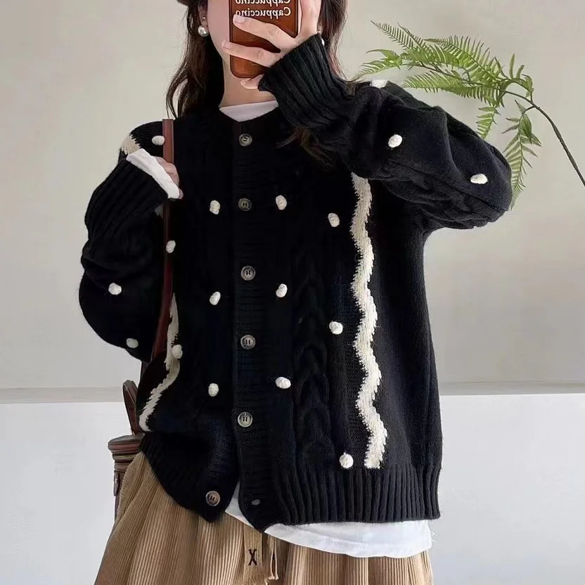 Chicfifth Sweater Women Winter Long Sleeve High Quality Autumn Vintage Top Knitted Cardigan