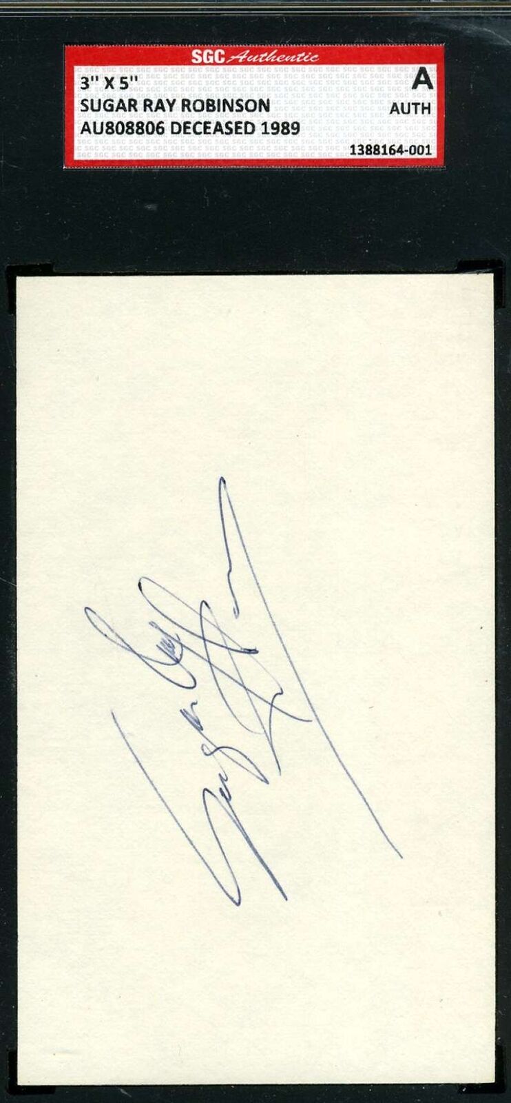 Sugar Ray Robinson Sgc Coa Autographed 3x5 Index Card Authentic Signed