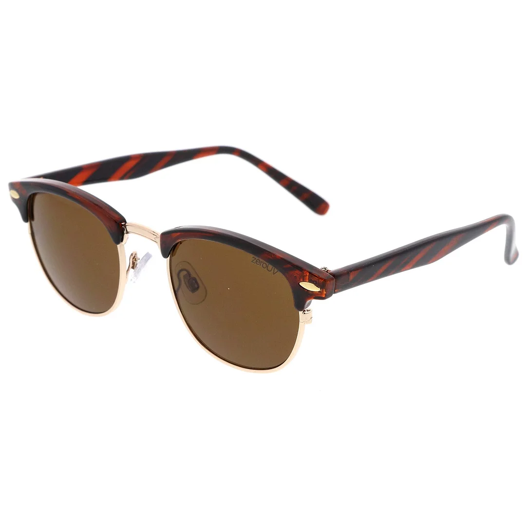 Classic Horn Rimmed Neutral Colored Lens Semi-Rimless glasses 49mm