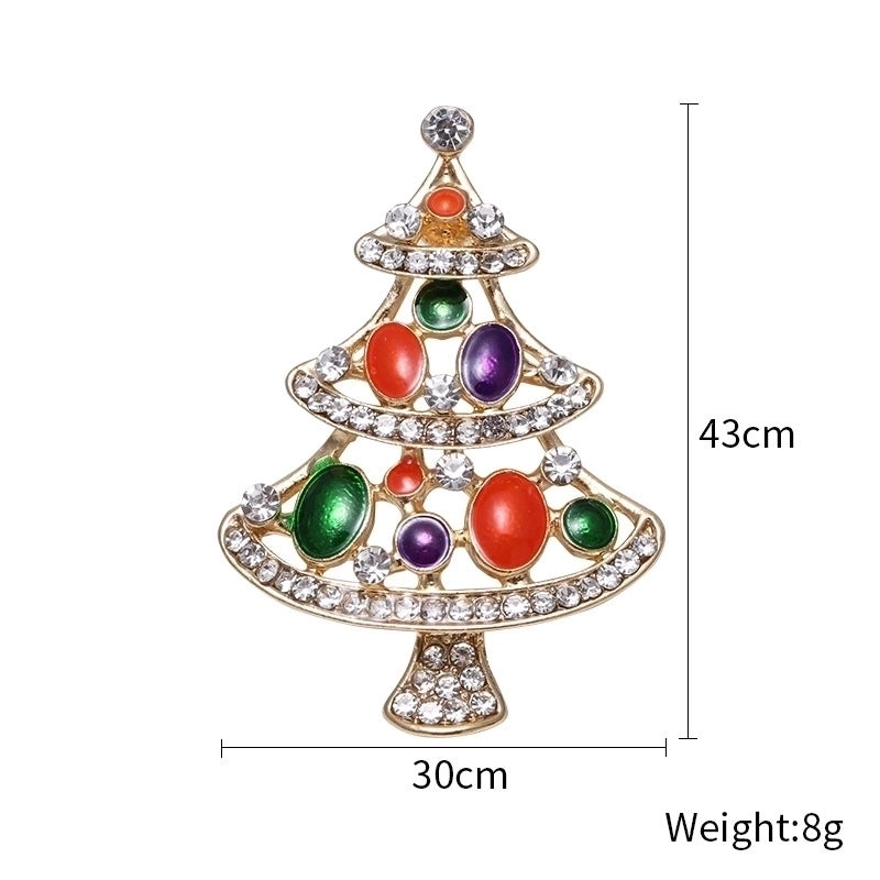 Fashion Pin Christmas Tree Alloy Inlay Rhinestones Women’S Brooches