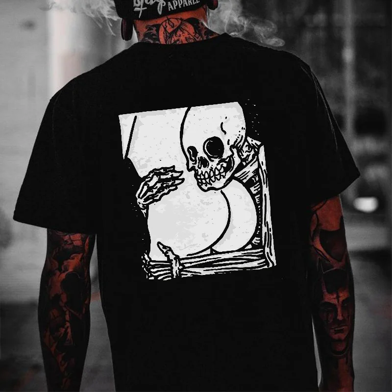 Booty Loving Skeleton Printed Men's T-shirt -  