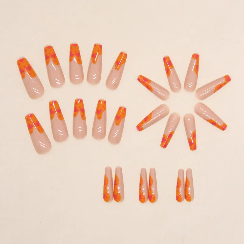 Churchf Churchf Ballet Orange Graffiti Sweet Girl Love Finished Beauty Nail Film Ins Wind Fake Nails Can Be Mixed Batch