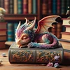 (US Local)Paint By Numbers Kit On Canvas DIY Oil Art Little Dragon Sleep On Book 40x40cm