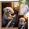 (Big Size)Puppy Playing Piano - 11CT Stamped Cross Stitch - 40*60cm - Dog