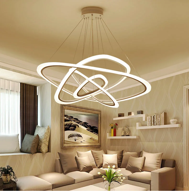 Modern Pendant Lights For Living Dining Room 4/3/2/1 Circle Rings ...