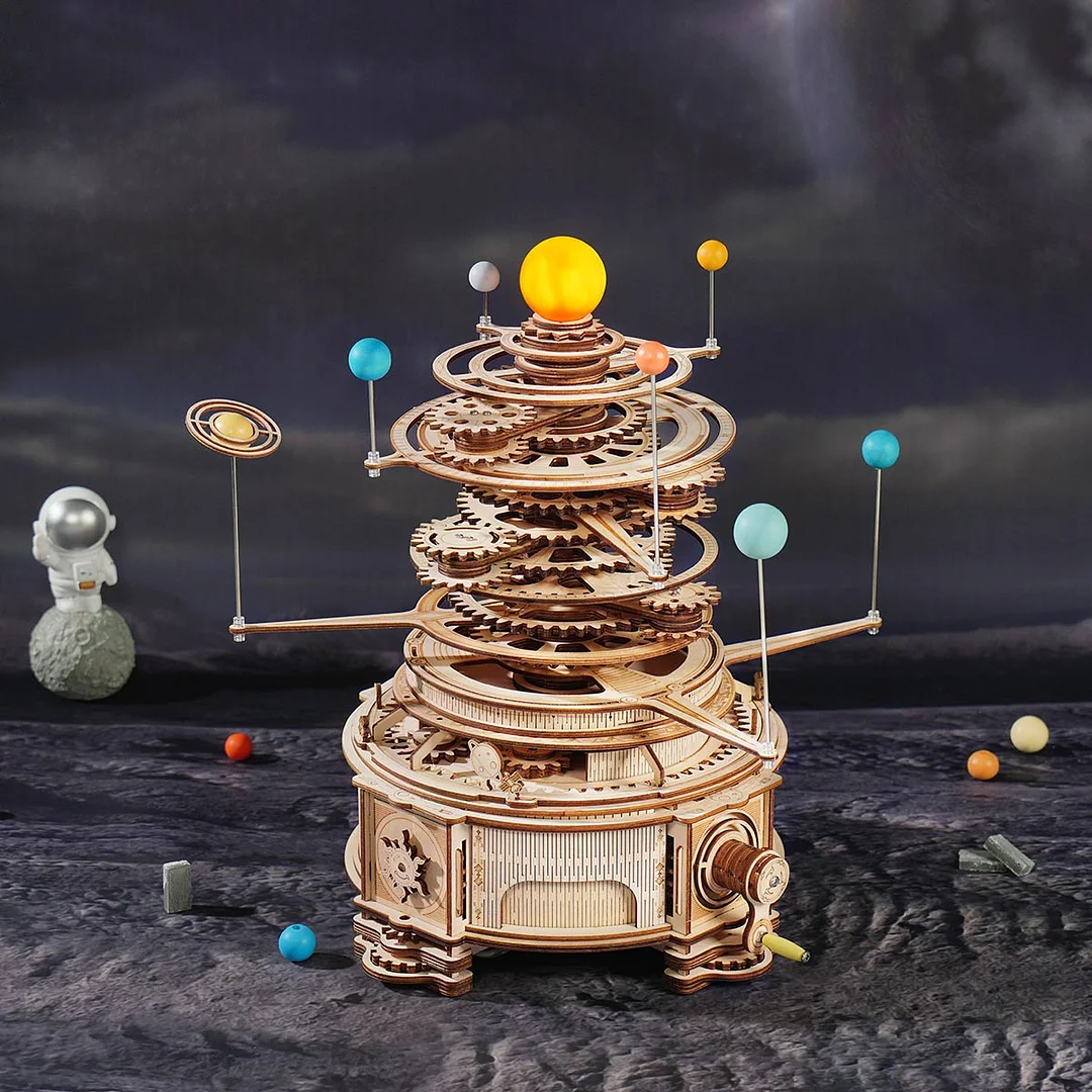 3D Wooden Puzzle  Solar System -Planetary Orbits; Starry Night Orrery Music Box; Big Ben Architecture Brain-training Toys Gift for Husbands Child Friends, Family, DIY Lovers