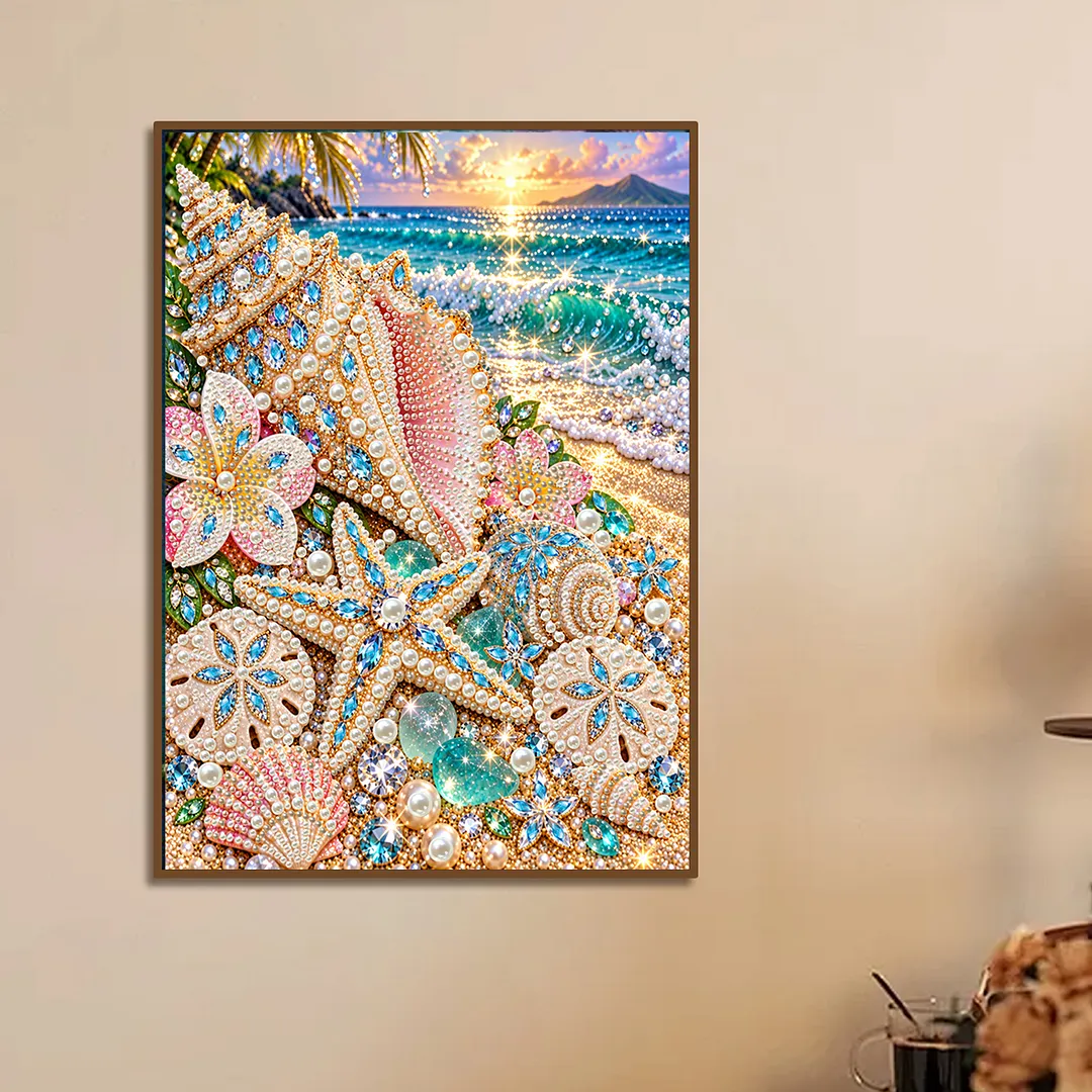 Special Shaped Diamond Painting Kit Ocean Sunset 12x16in