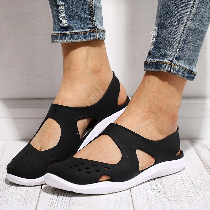 Summer Women Sandals Soft Flat Jelly Shoes Slip On Female Casual Girl ...