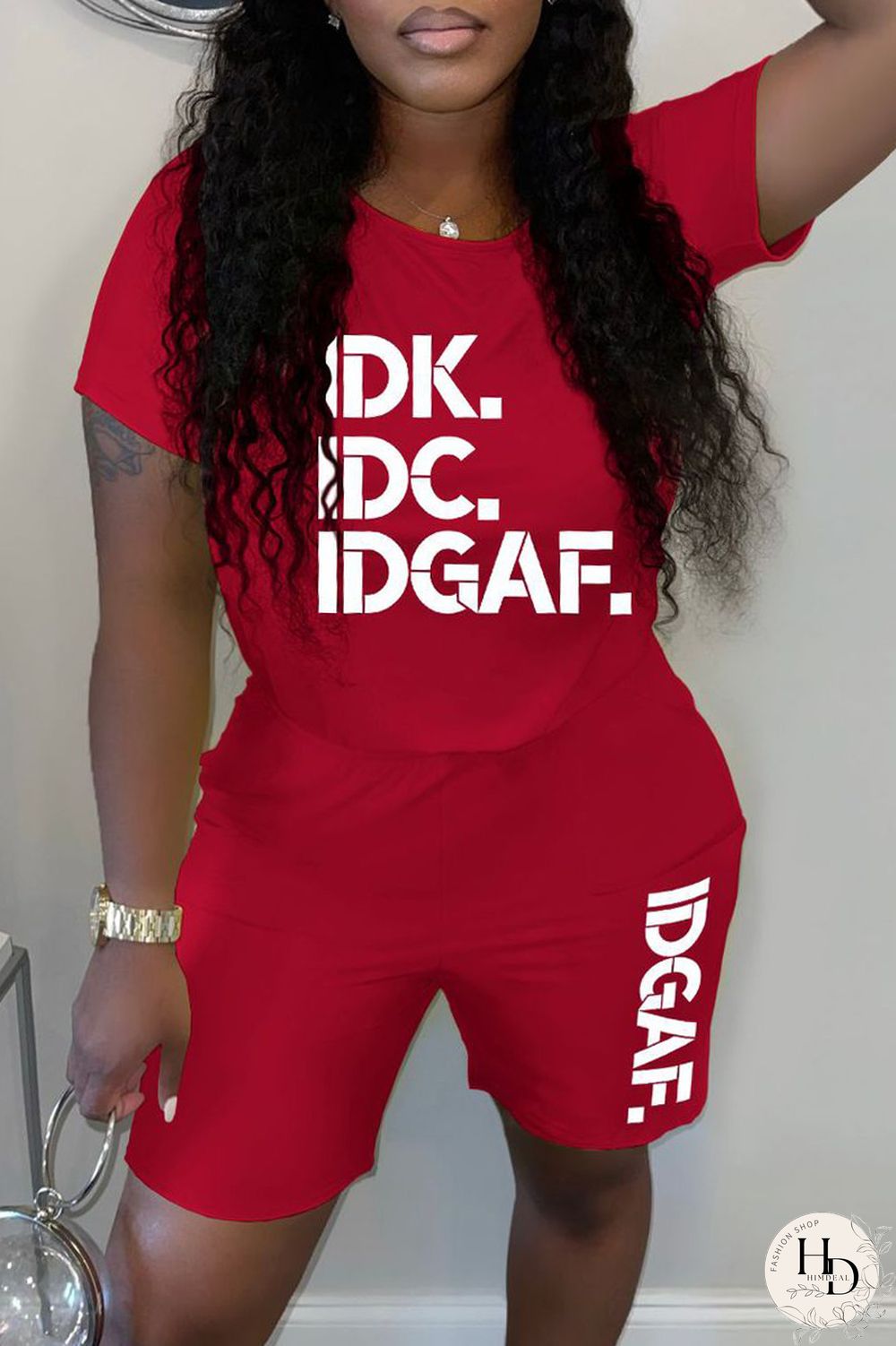 Black Casual Letter Print Basic O Neck Short Sleeve Two Pieces