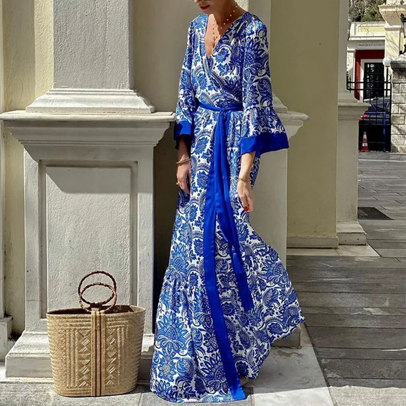 Toloer Toloer Women's Wear Women's Fashion Bohemian Dress Print Medium Long Dress-Outfit Ideas