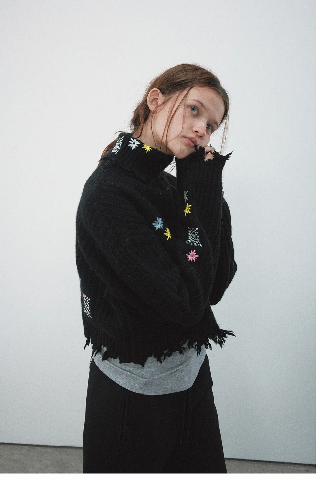 Toloer [Daihe] Winter New Casual High Collar Full Wool Fun Embroidery Short Woolen Jacket H7932-Outfit Ideas