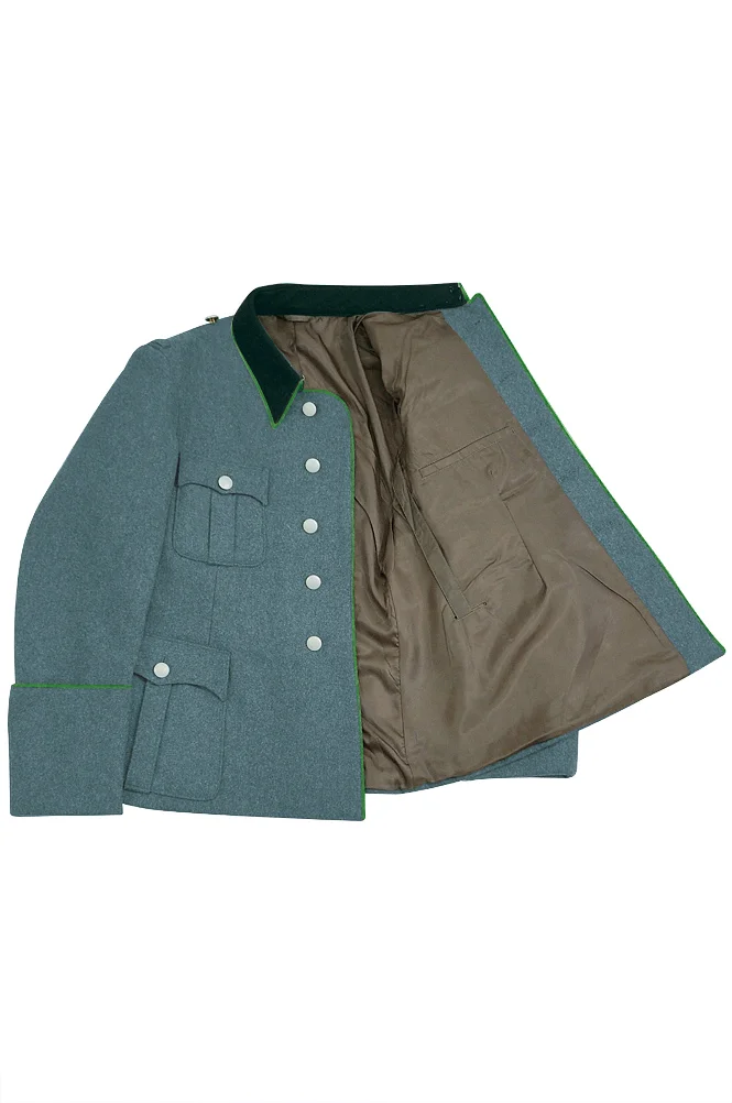   Polizei German General Officer Wool Modified Tunic Jacket With Deep Green Collar 5 Buttons German-Uniform