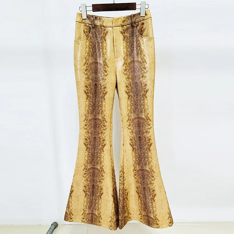 Nigikala Nigikala New Star Fashion Snake Leather Leather Jacket Jacket Horn Trousers