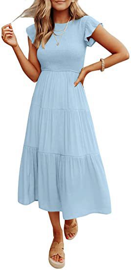 Short Sleeve Round Neck Wrap Tie Waist Maxi Dress