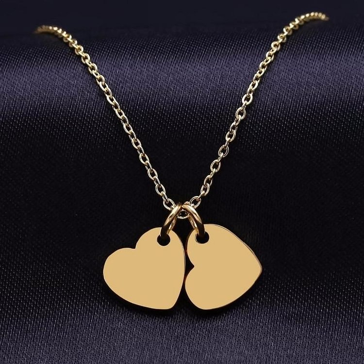 Double Heart Engraved Necklace