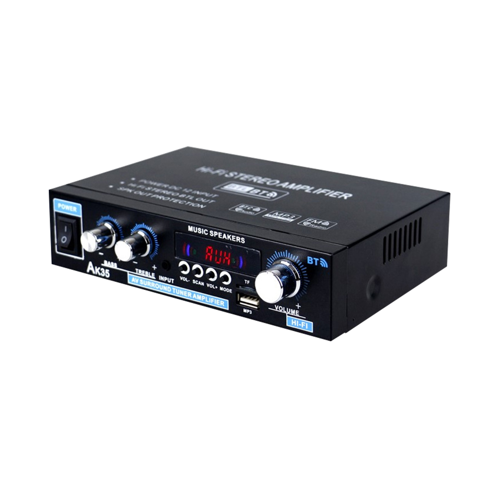 

AK35 Bluetooth-compatible HiFi Stereo Audio Amplifier Amp with USB TF RCA AUX + Remote, Eu plug, 501 Original