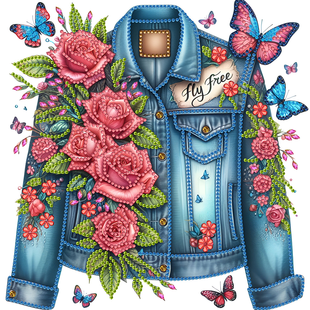 Denim And Roses 30*30cm(canvas) special shaped drill diamond painting