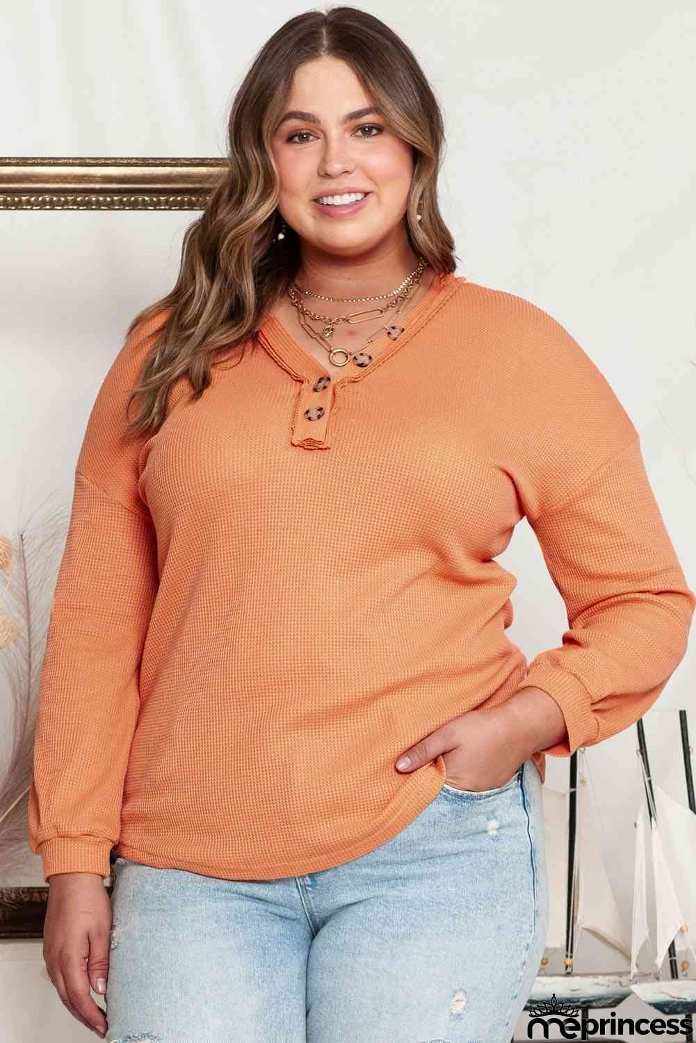 Plus Size V-Neck Dropped Shoulder Top