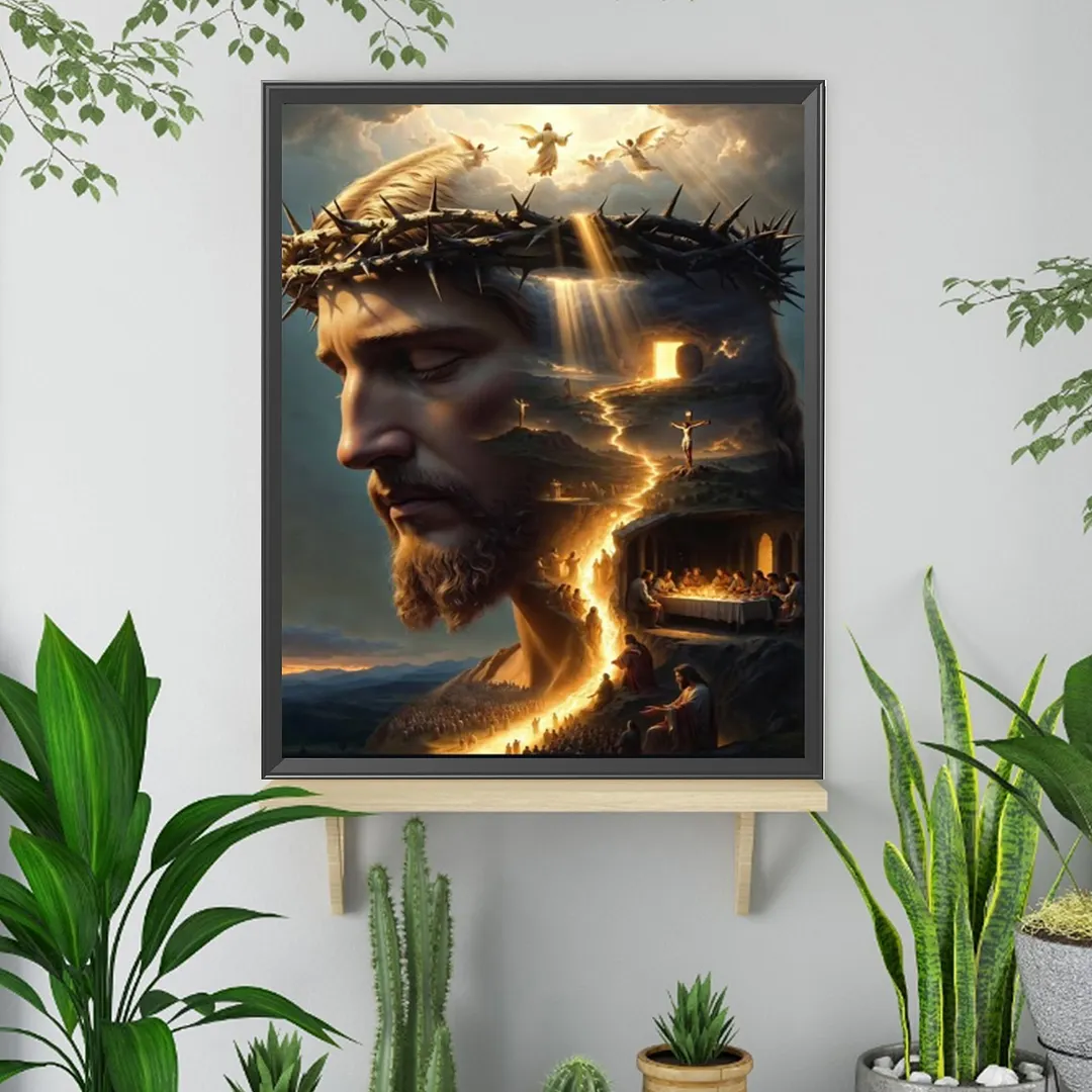 Jesus Full DIY 5D Square Drill Diamond Painting Gem Art Kits for Adults/Beginners Gift Idea Home Wall Decor Diamond Dots Paintings Picture Arts Craft 17.72x21.65In (ZQA6869)