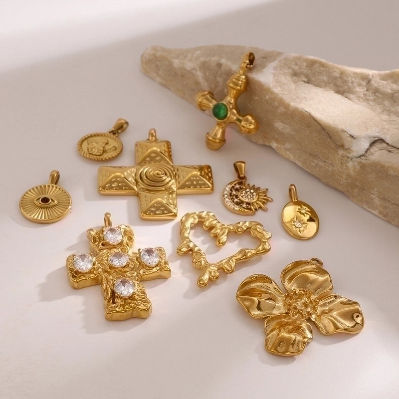 1 Piece 304 Stainless Steel Cross Heart Shape Jewelry Accessories Pendant