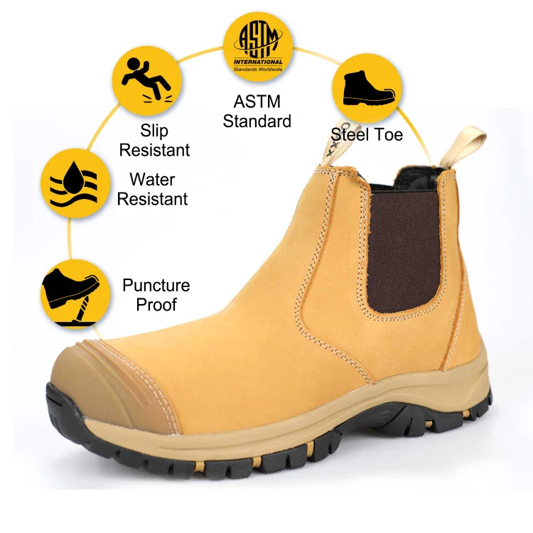 Men's Steel Toe Waterproof Slip Resistant Kevlar Puncture Proof Slip On ASTM F2413-18 EH Warehouse & Construction Work Boots