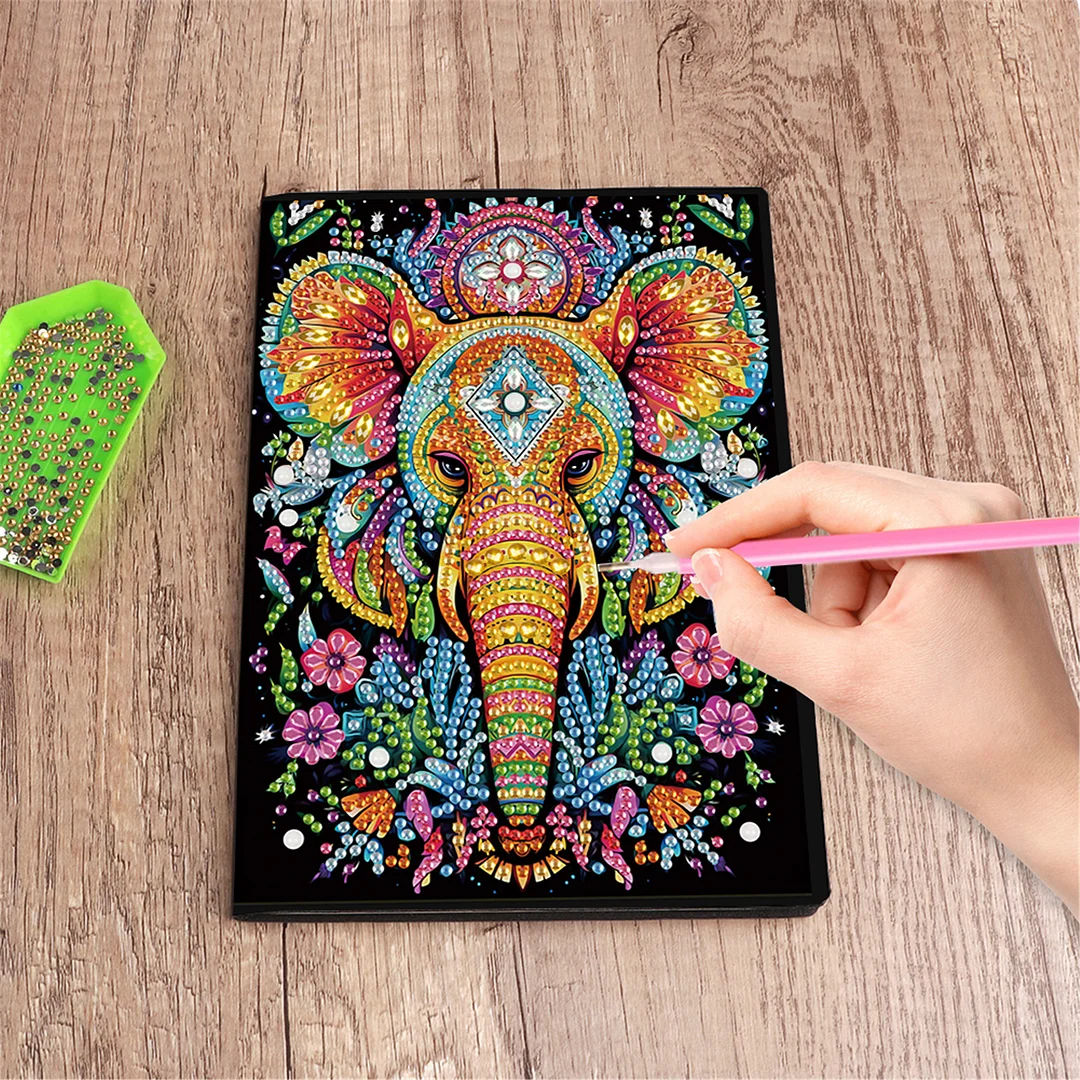 2pcs Animals Partial DIY 50 Pages A5 Diamond Painting Notebook for Study Home