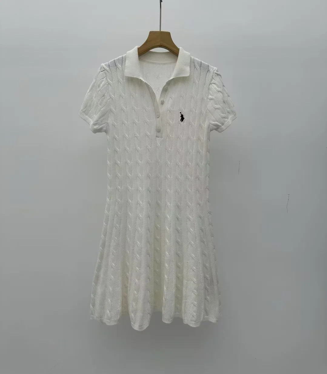 Nigikala Nigikala Short-Sleeved Knitted Dress Woman 2025 New College Style Polo Collar Slimming Waist