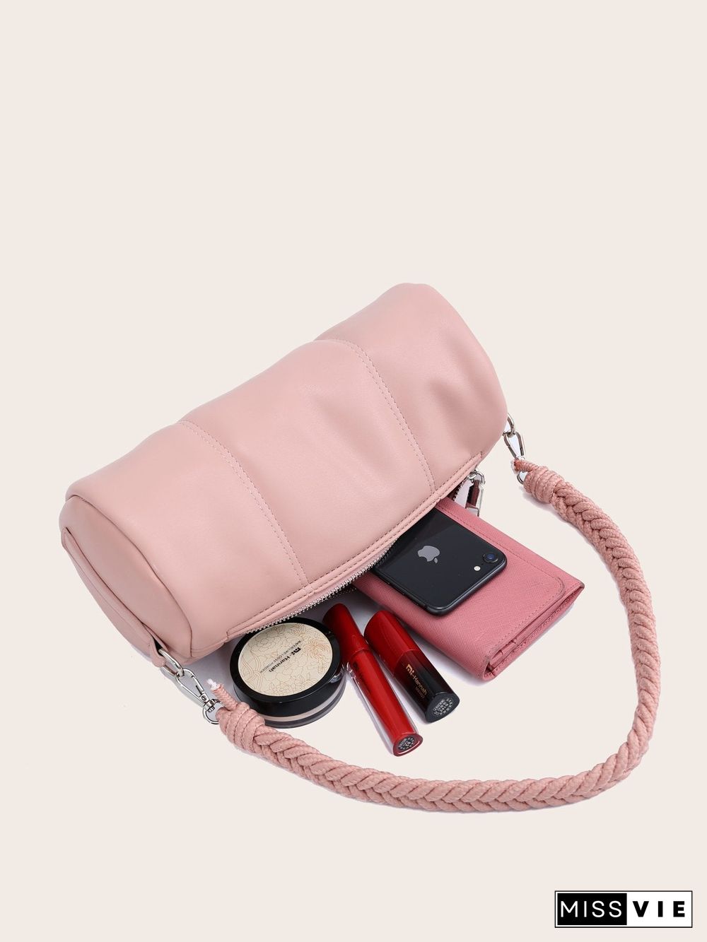 Daily Plain Cylindrical Chain Shoulder Bag