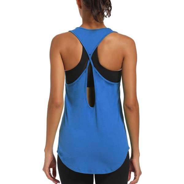 CNJUYEE Yoga Tops for Women Activewear Workout Tank Tops Athletic Women’s Sleeveless Tops Open Back Running Sports Shirts Vivid Blue Large - Shop Trendy Women's Fashion | TeeYours
