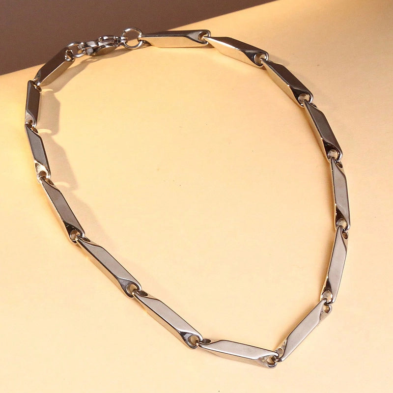 Hip-Hop Color Block Solid Color Rhombus 304 Stainless Steel Men’s Bracelets Necklace