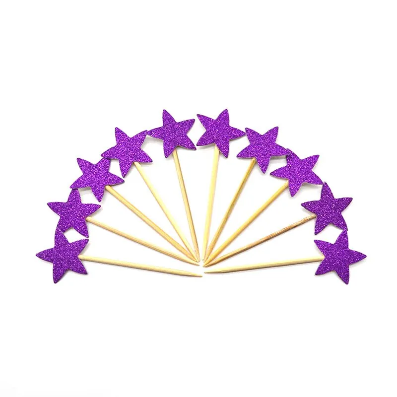 20 Pcs Handmade Lovely Glitter Heart Star Cupcake Toppers Birthday Wedding Party Decoration Cake Decoration Food Picks Supplies