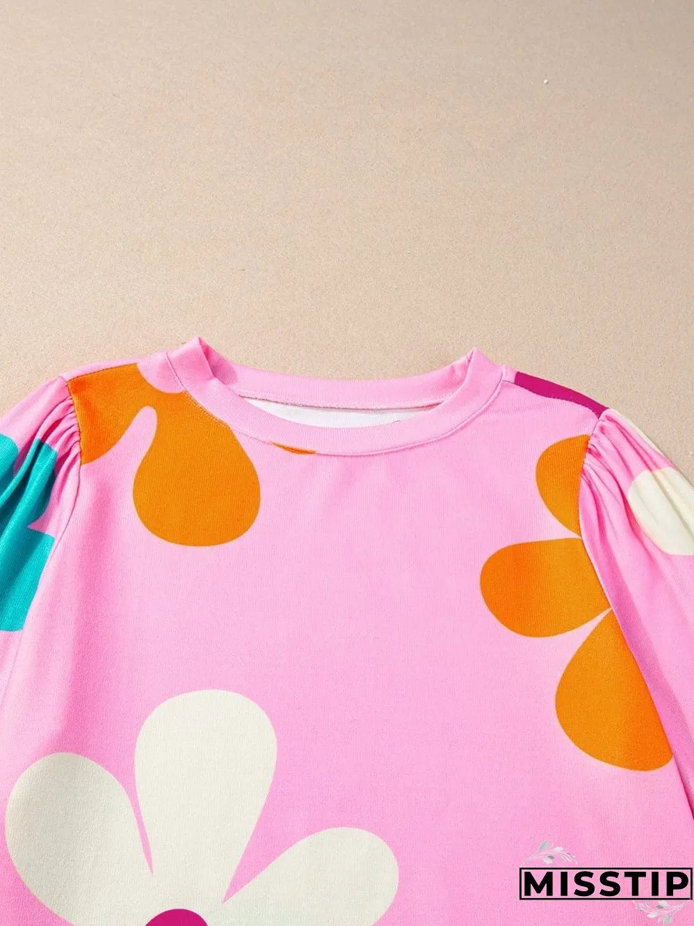 Floral Print Balloon Sleeve Top for Women