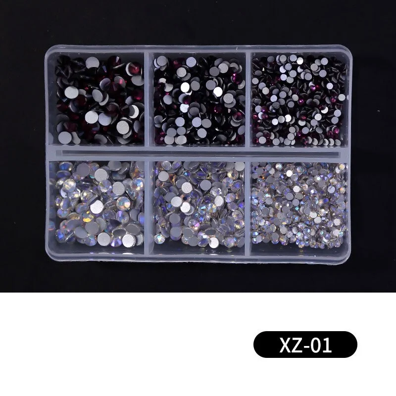 DIY Crystal Nail Art Flat Diamond Various Colors of Nail Art Rhinestones Multi-size Crystal Nail 3D Decorative Rhinestone Gems