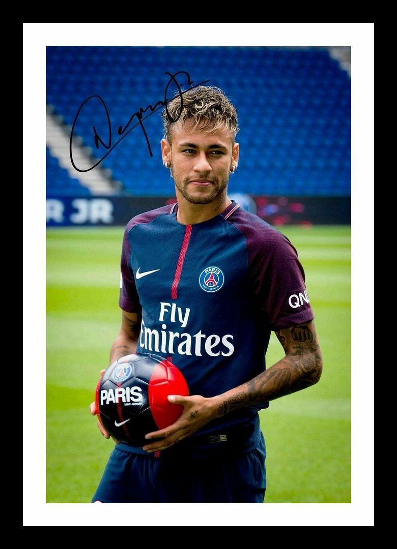 Neymar - PSG Autograph Signed & Framed Photo Poster painting