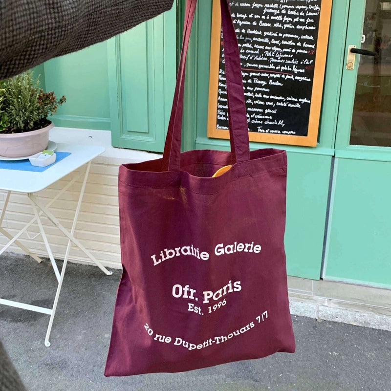 Unisex Medium Cotton Letter Preppy Style Square Open Square Bag