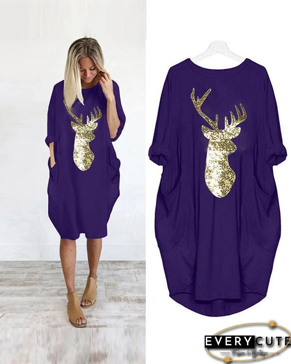 Oversized Long T-Shirt Midi Dress With Pockets