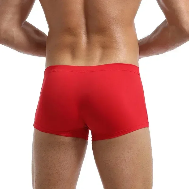 Aonga Ice Silk Seamless Underwear Men Soft Boxer Briefs Comfy Underpants U Bulge Pouch Trunks Bottom Shorts aonga