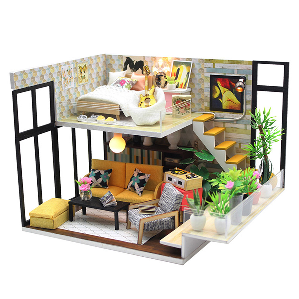 

3D Wooden Doll House Furniture DIY Miniature LED Toys, 501 Original