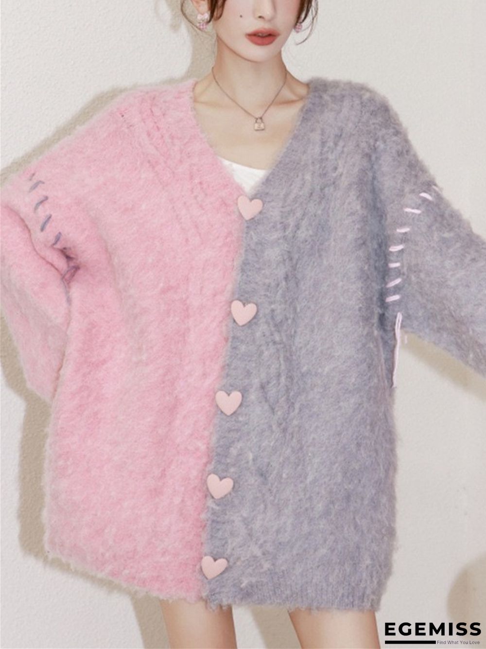 Colorblock Crochet Loose Slouchy Design Knitted Sweater | EGEMISS