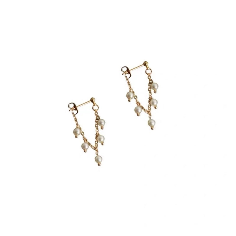 1 Pair Freshwater Pearl Solid Color Earrings